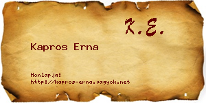 Kapros Erna névjegykártya
